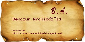 Benczur Archibáld névjegykártya